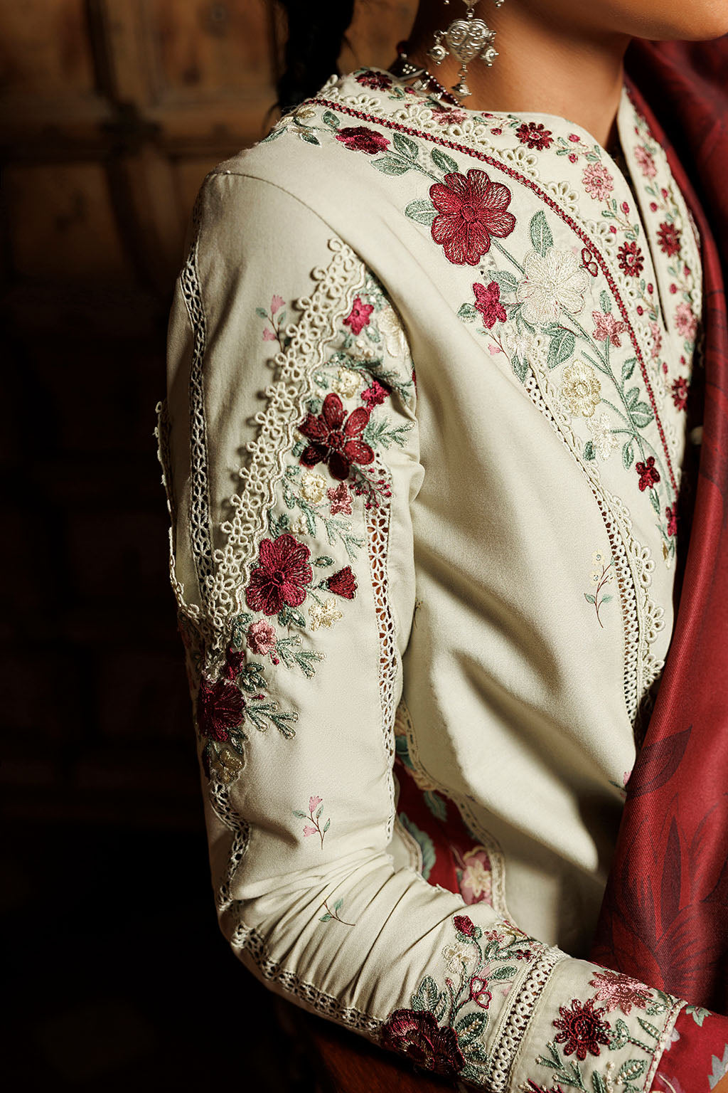 Iznik - Ipf-28  Embroidered Printed Viscose Linen