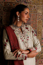 Iznik - Ipf-28  Embroidered Printed Viscose Linen