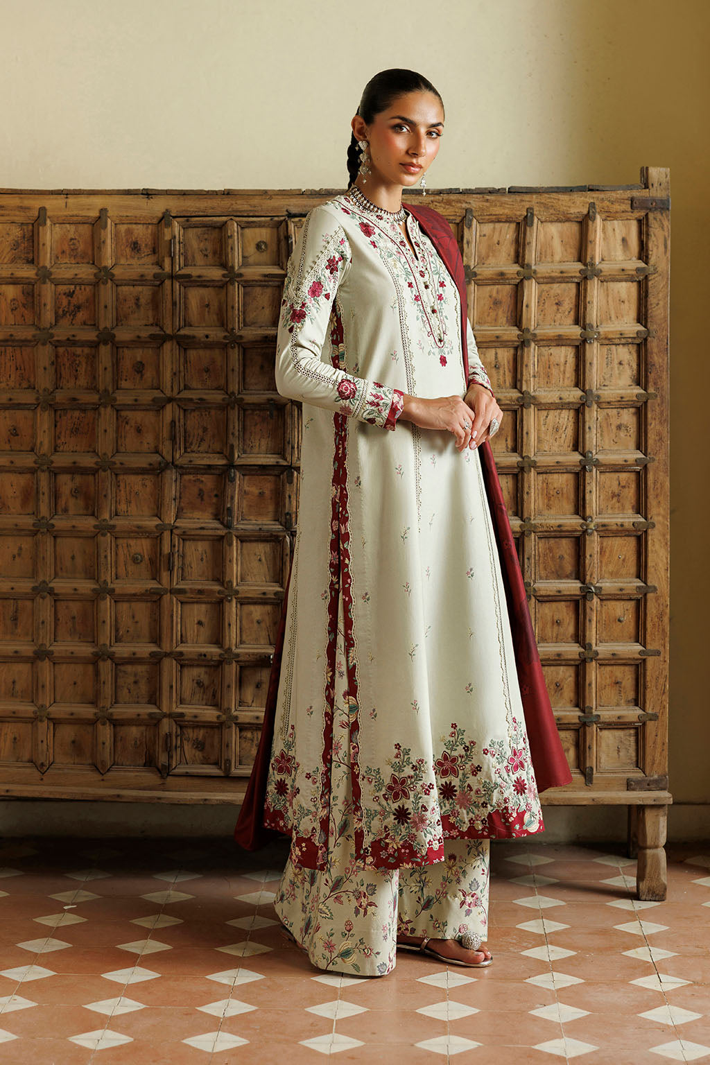 Iznik - Ipf-28  Embroidered Printed Viscose Linen