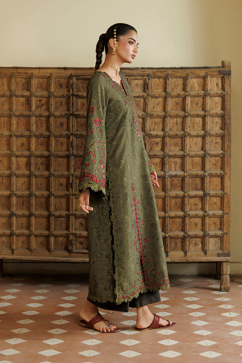 Iznik - Ipf-27  Embroidered Printed Viscose Linen