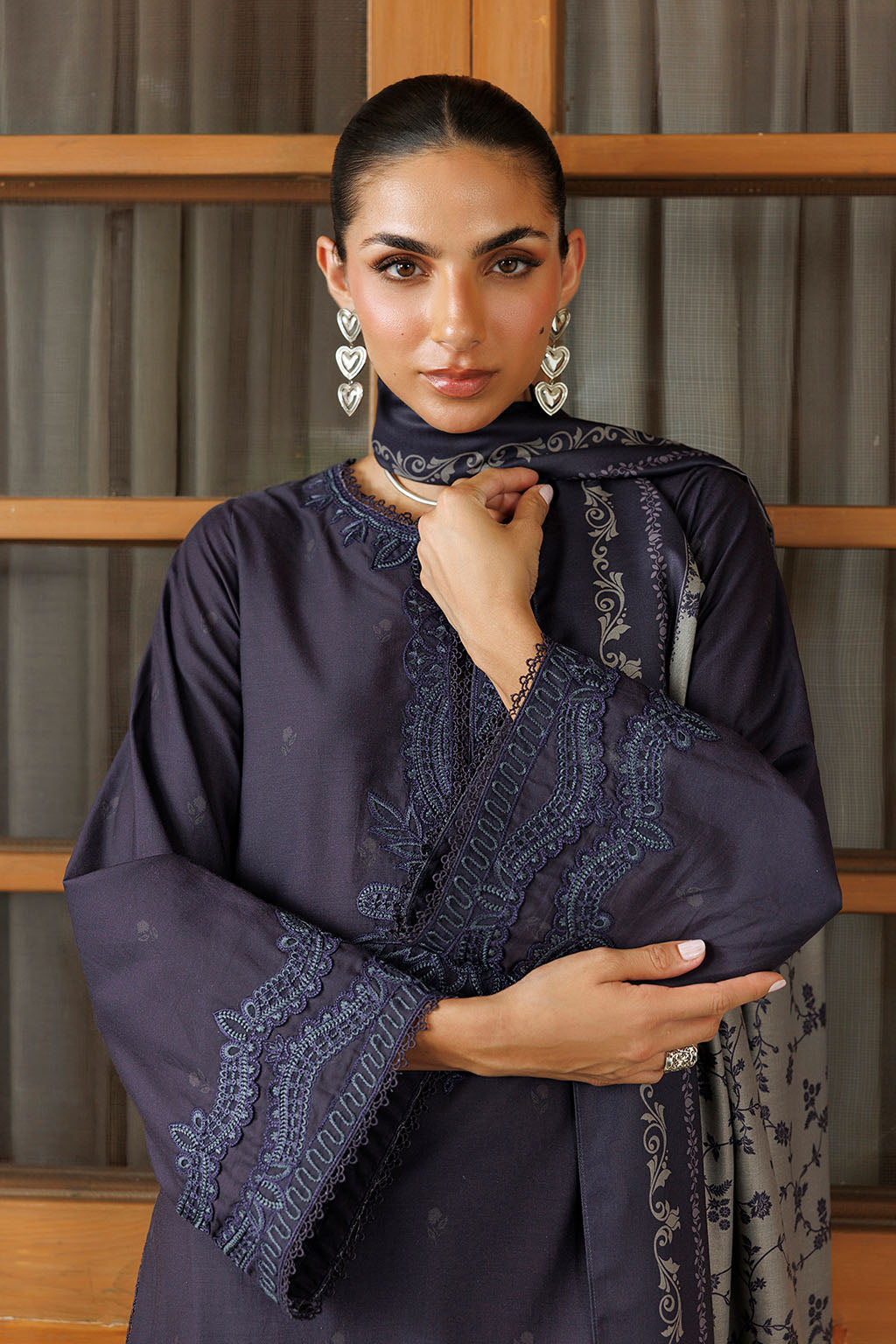 Iznik - Ipf-30  Embroidered Printed Viscose Linen