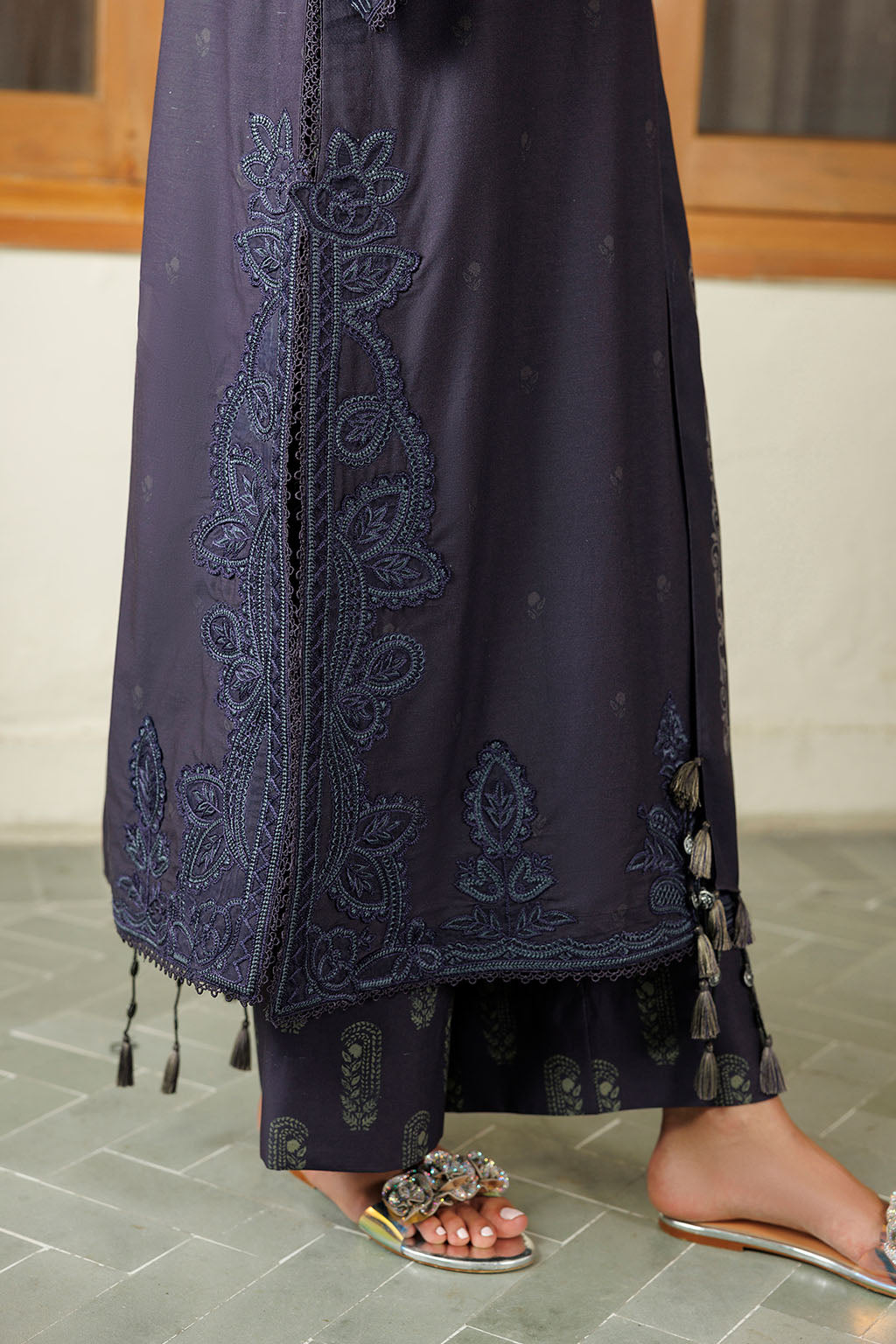 Iznik - Ipf-30  Embroidered Printed Viscose Linen