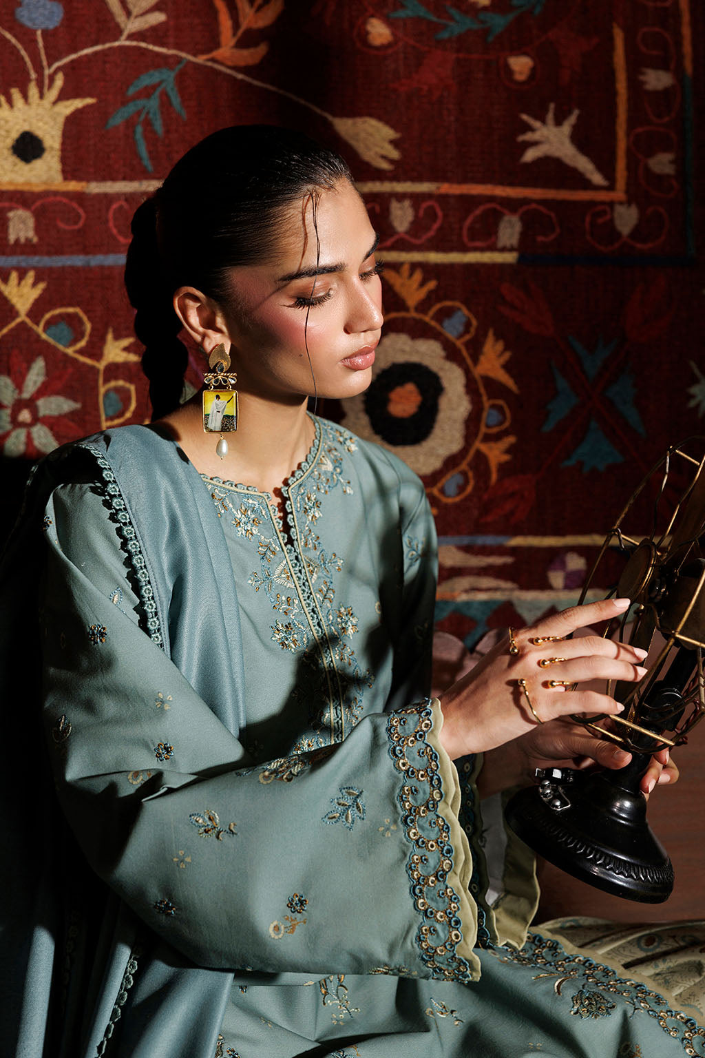 Iznik - Ipf-24 Embroidered Printed Viscose Linen
