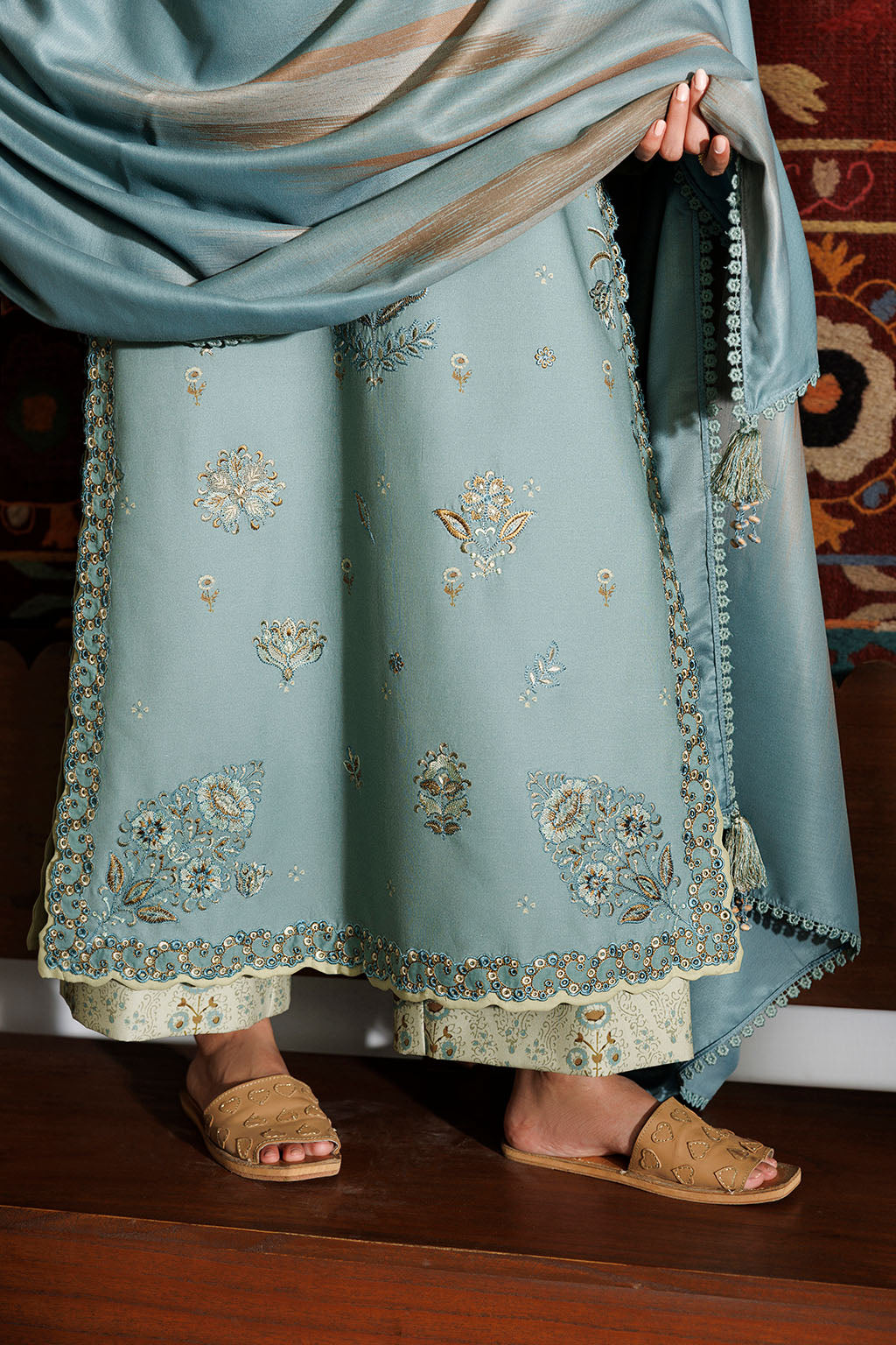 Iznik - Ipf-24 Embroidered Printed Viscose Linen