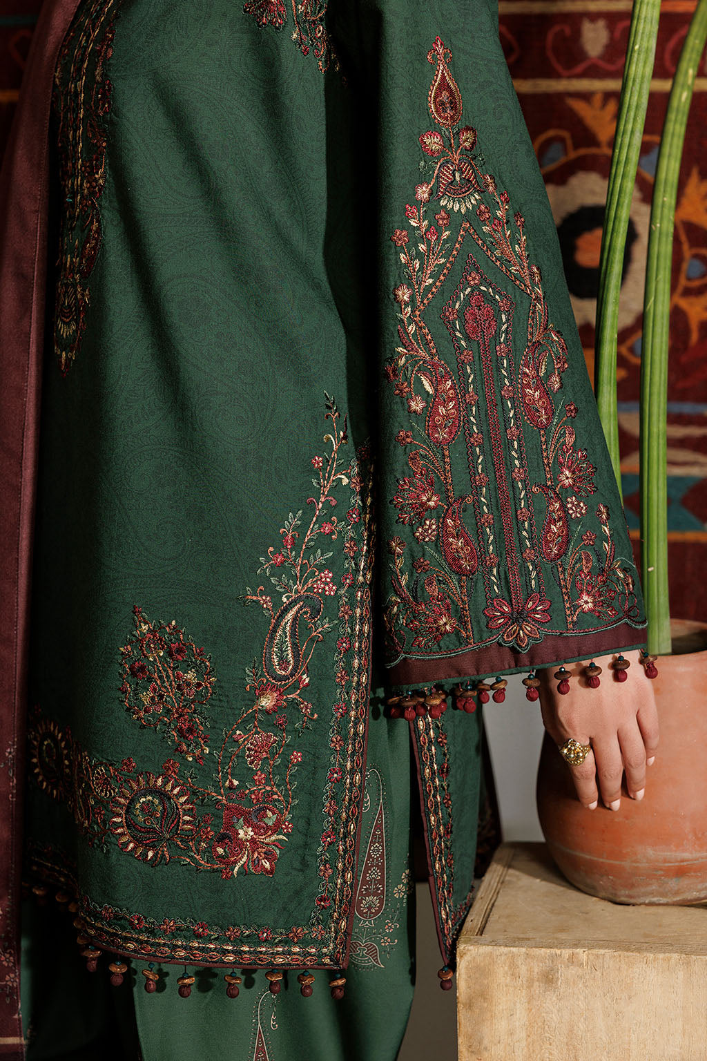 Iznik - Ipf-32  Embroidered Printed Viscose Linen