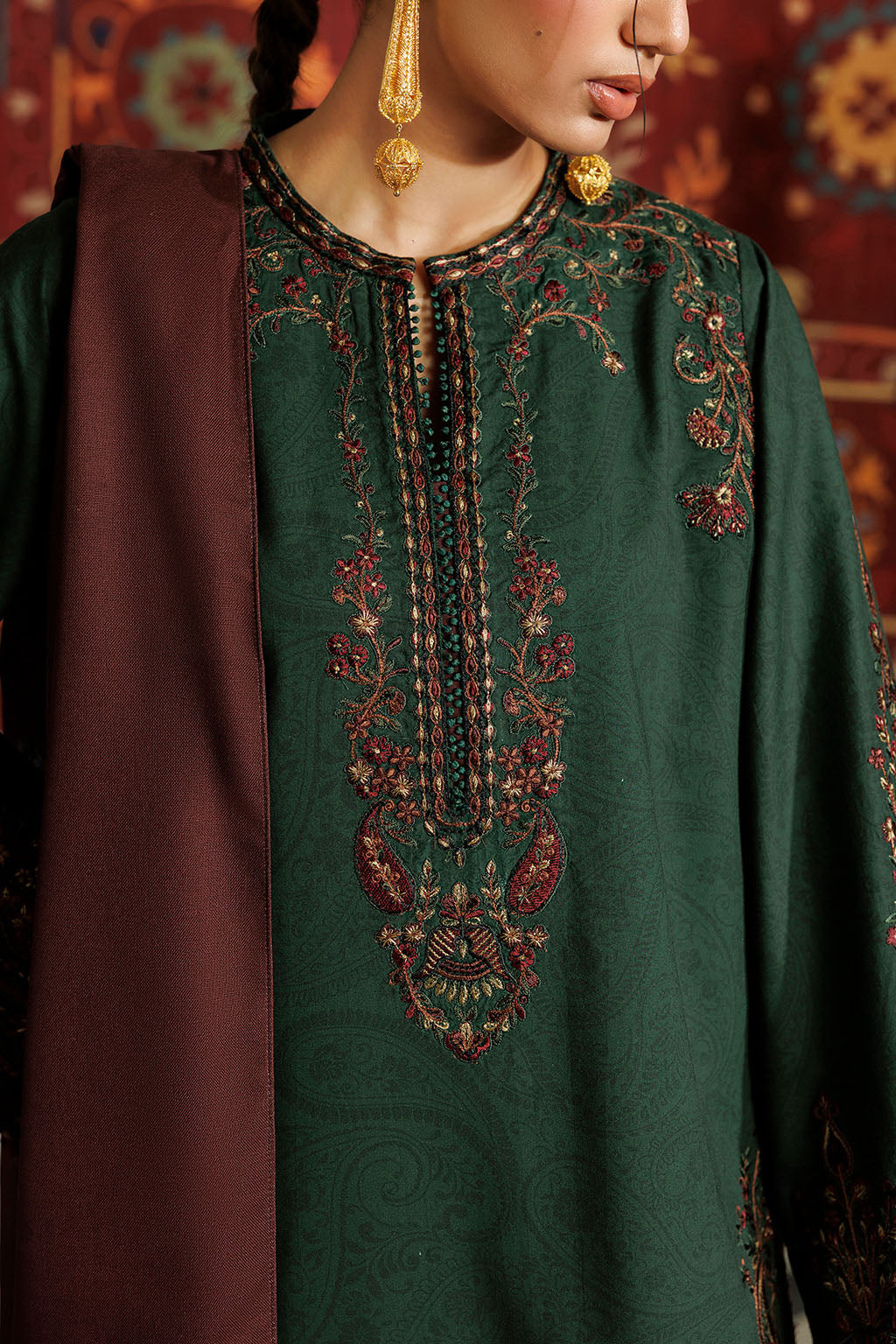 Iznik - Ipf-32  Embroidered Printed Viscose Linen