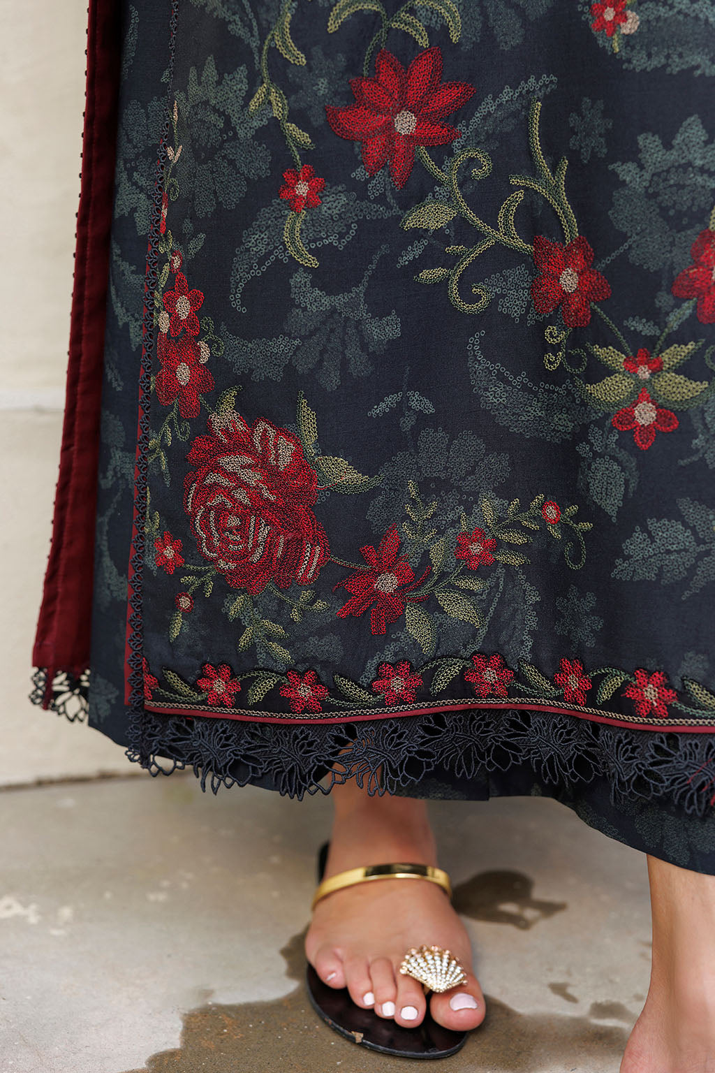 Iznik - Ipf-31  Embroidered Printed Viscose Linen
