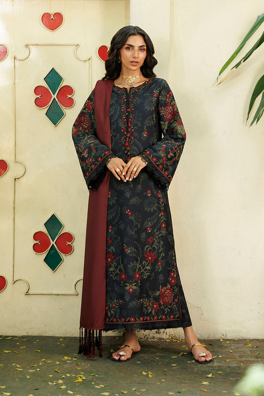 Iznik - Ipf-31  Embroidered Printed Viscose Linen