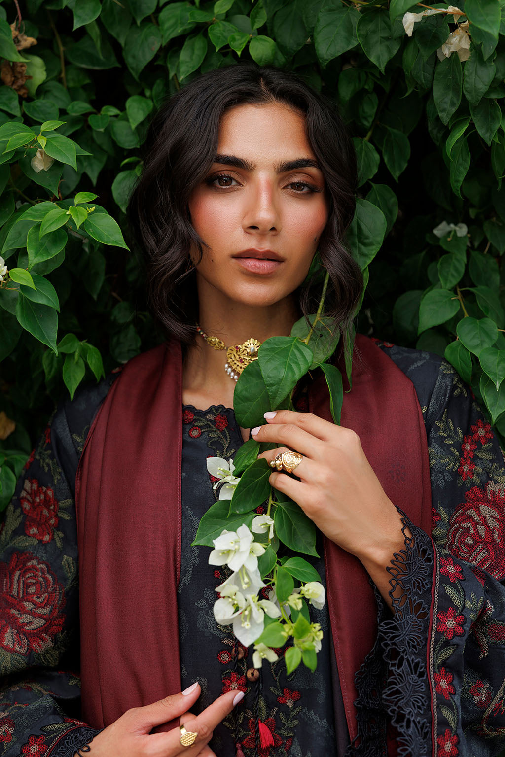 Iznik - Ipf-31  Embroidered Printed Viscose Linen