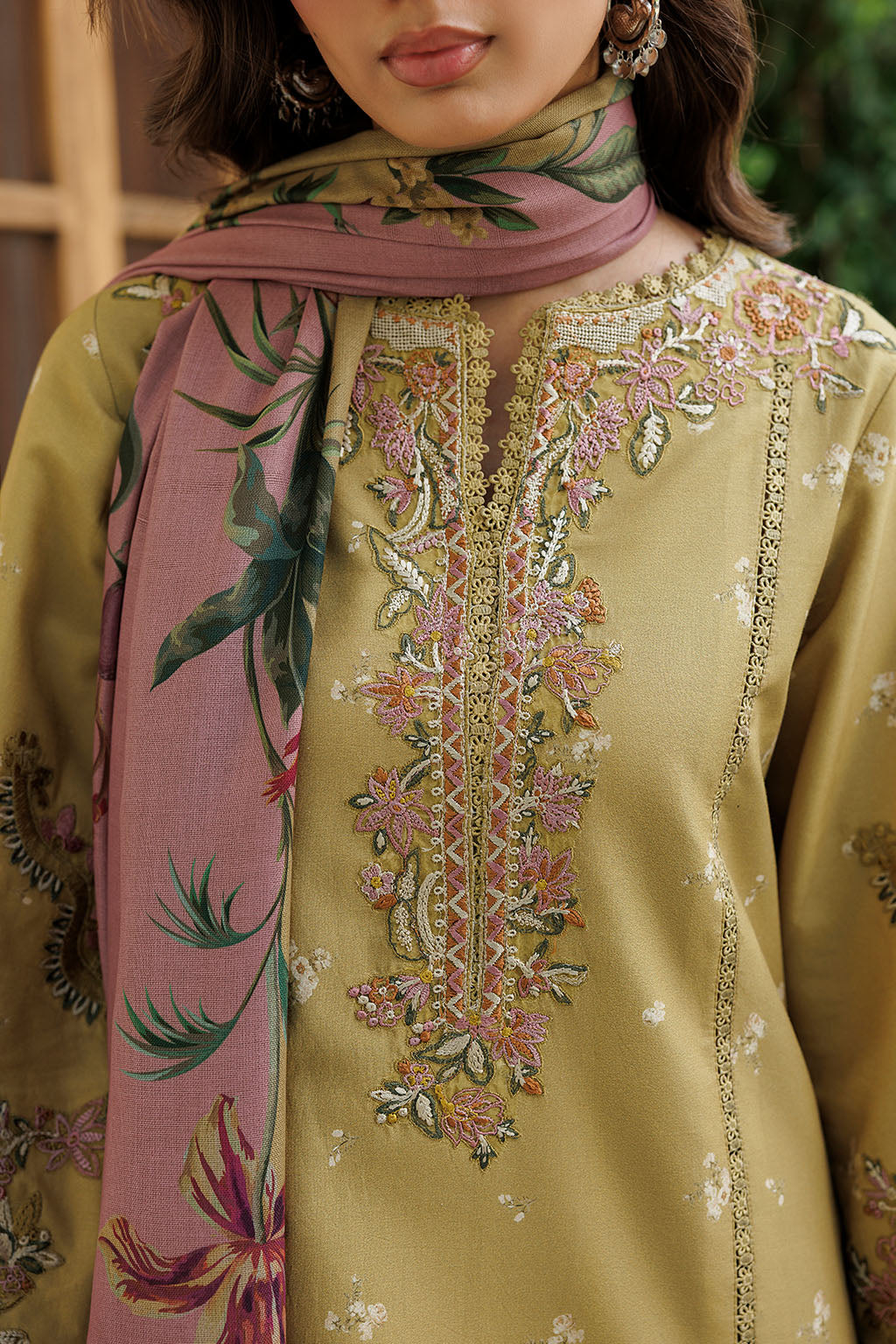 Iznik - Ipf-23 Embroidered Printed Viscose Linen