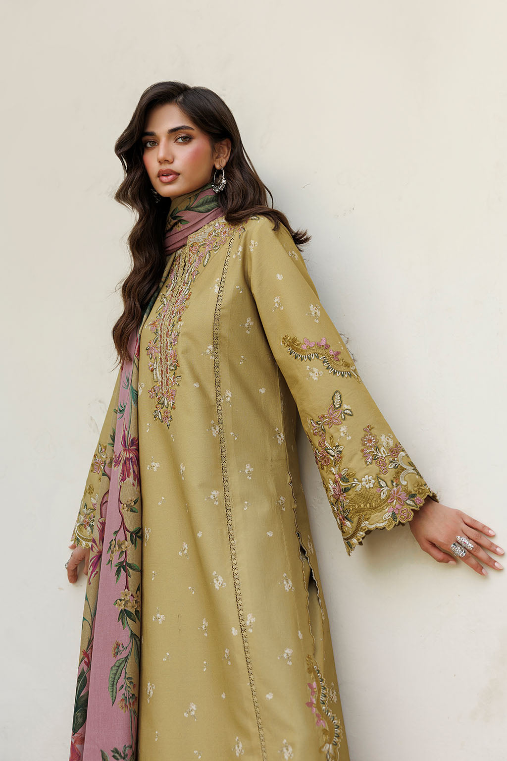 Iznik - Ipf-23 Embroidered Printed Viscose Linen