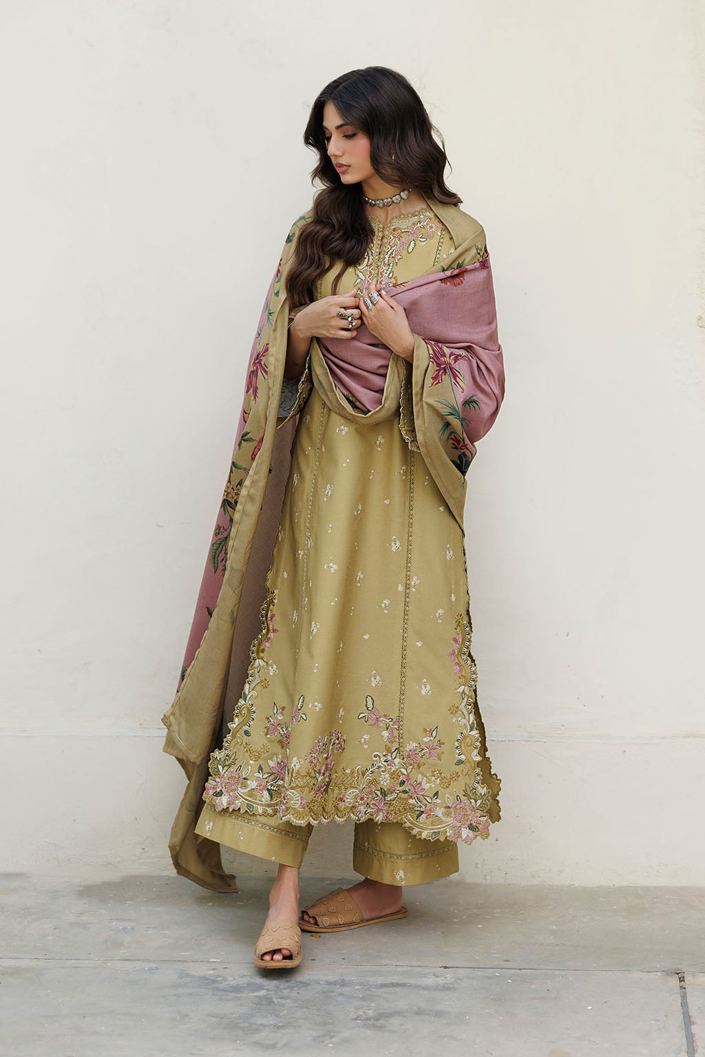 Iznik - Ipf-23 Embroidered Printed Viscose Linen