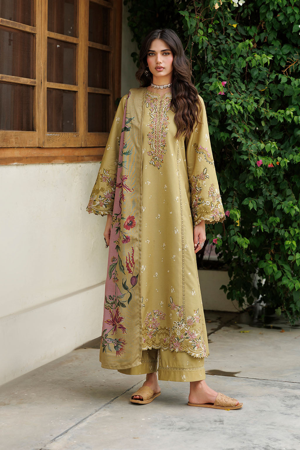 Iznik - Ipf-23 Embroidered Printed Viscose Linen