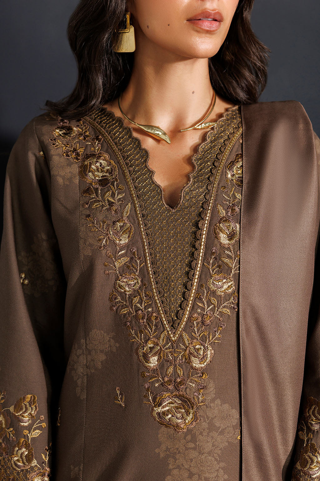 Iznik - Ipf-25 Embroidered Printed Viscose Linen