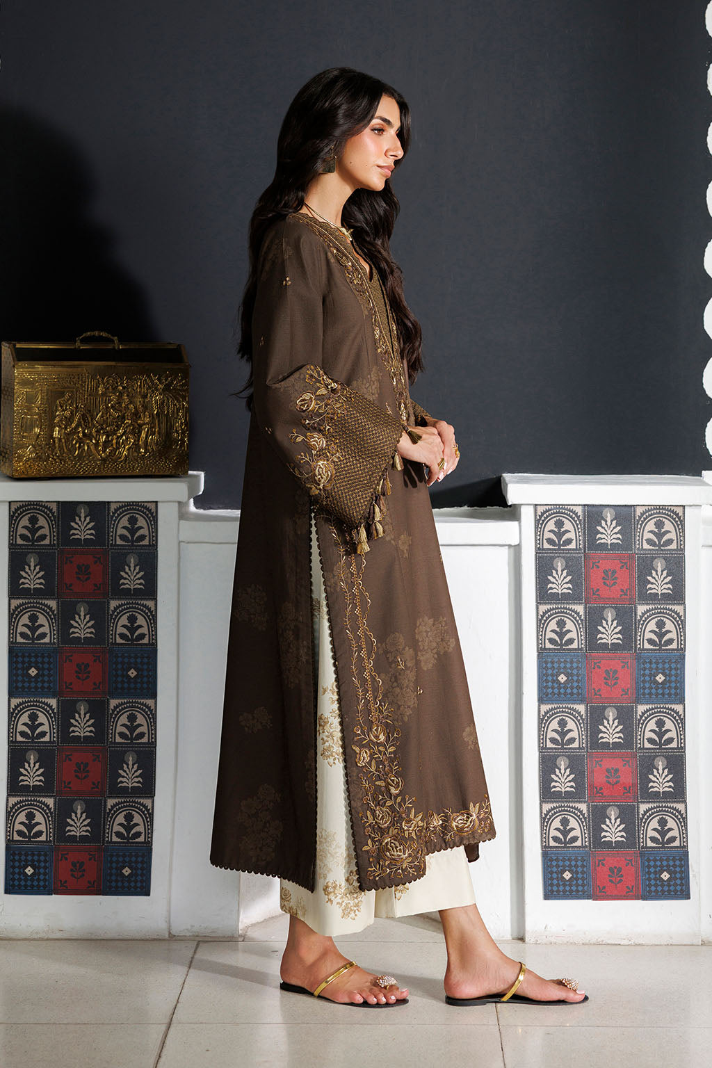 Iznik - Ipf-25 Embroidered Printed Viscose Linen