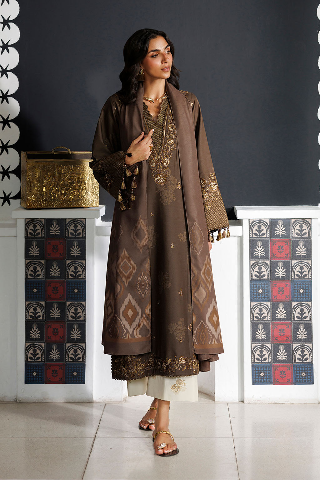 Iznik - Ipf-25 Embroidered Printed Viscose Linen