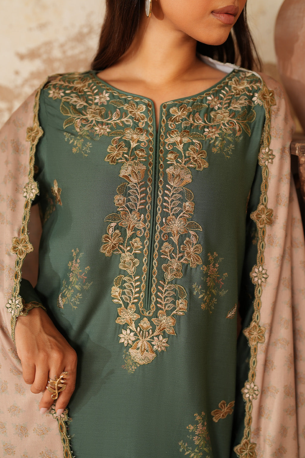 Iznik - Ipf-05 Embroidered Printed Linen