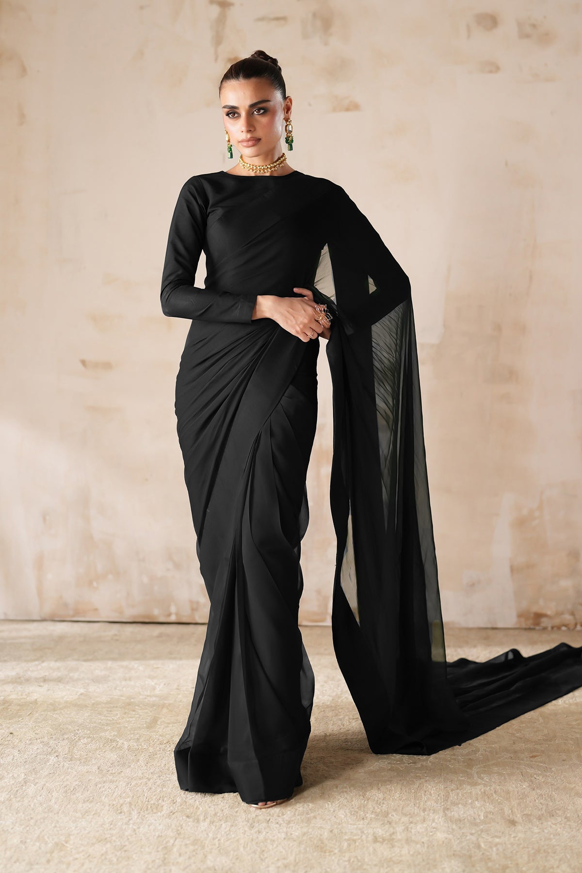 Baroque - Plain Chiffon Saree En-1219