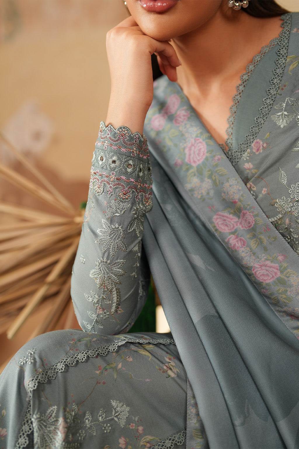 Iznik - Ipf-10  Embroidered Printed Linen