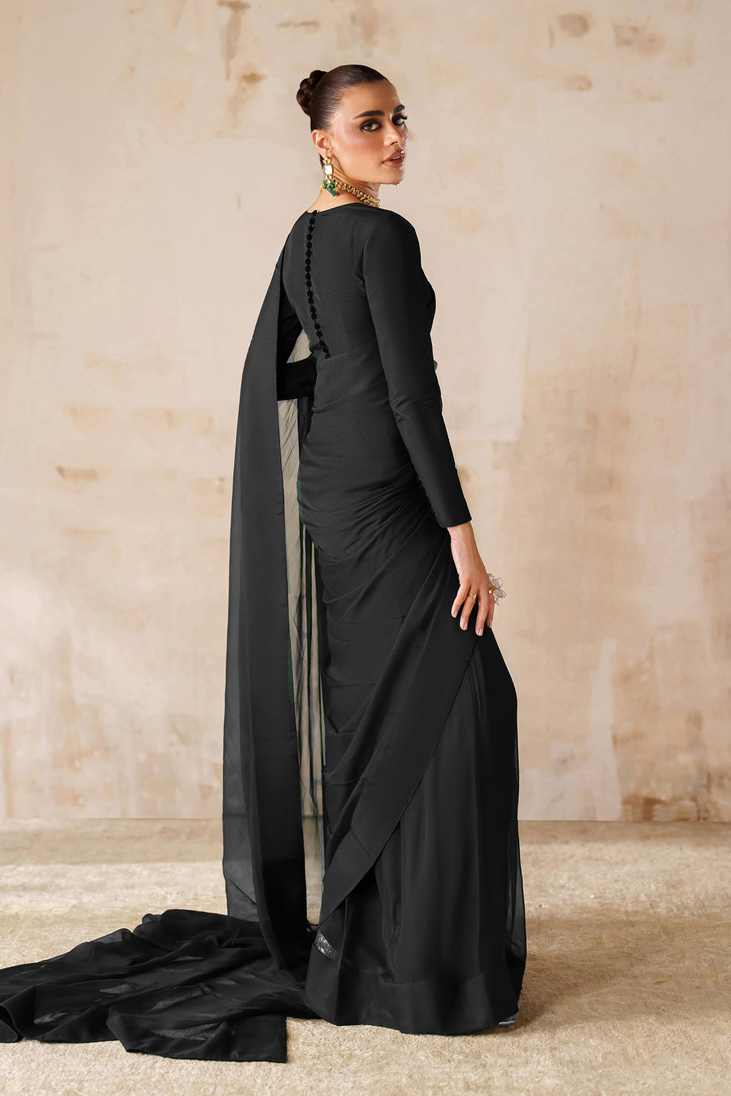 Baroque - Plain Chiffon Saree En-1219