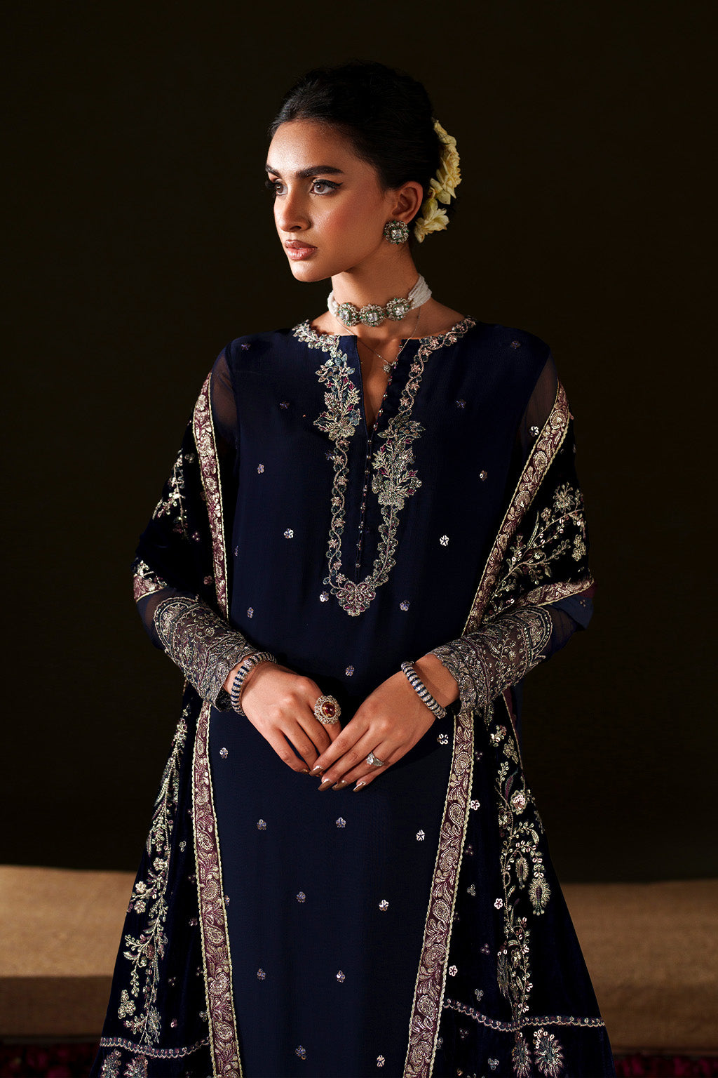 Iznik - Iv-76  Embroidered Velvet