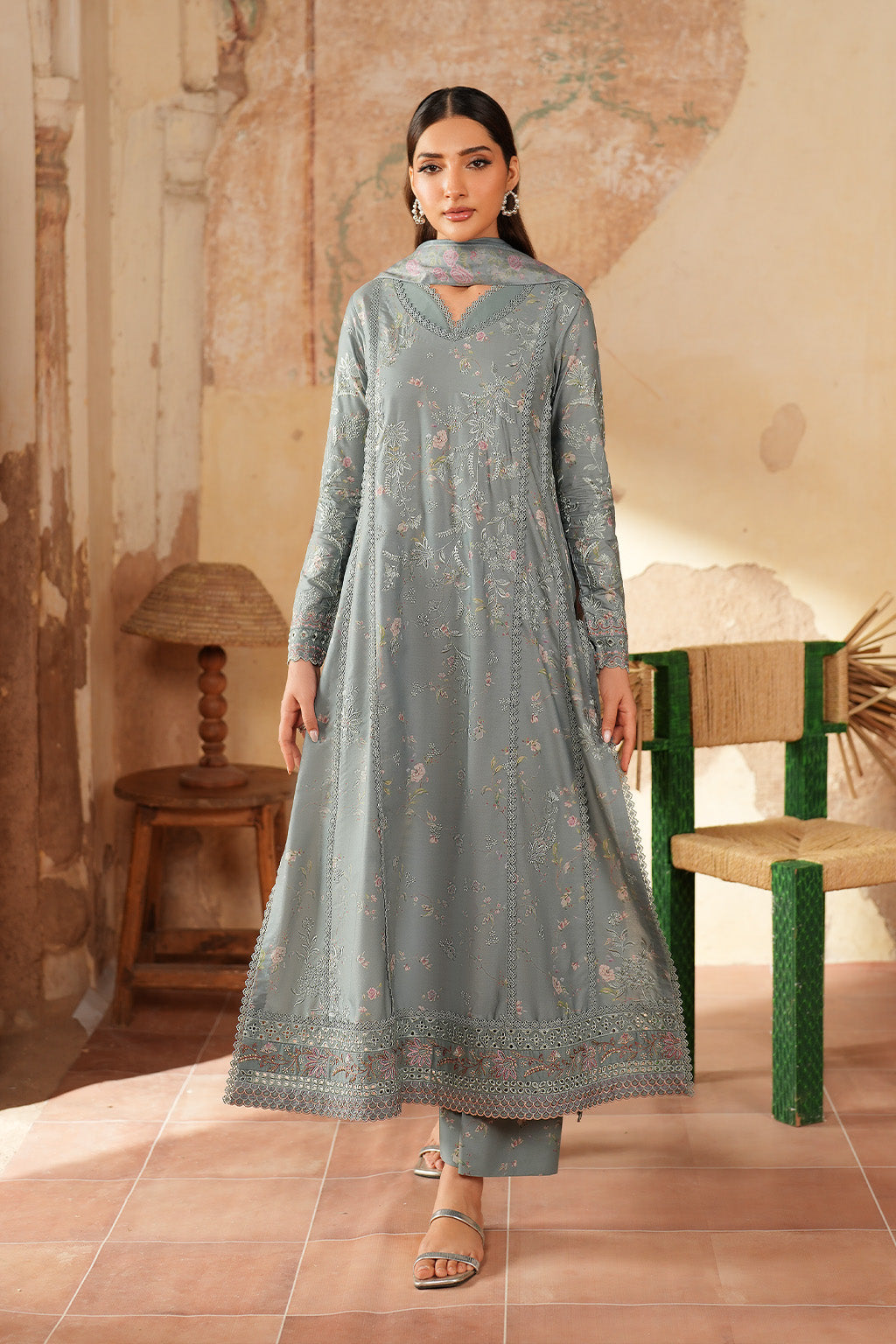 Iznik - Ipf-10  Embroidered Printed Linen