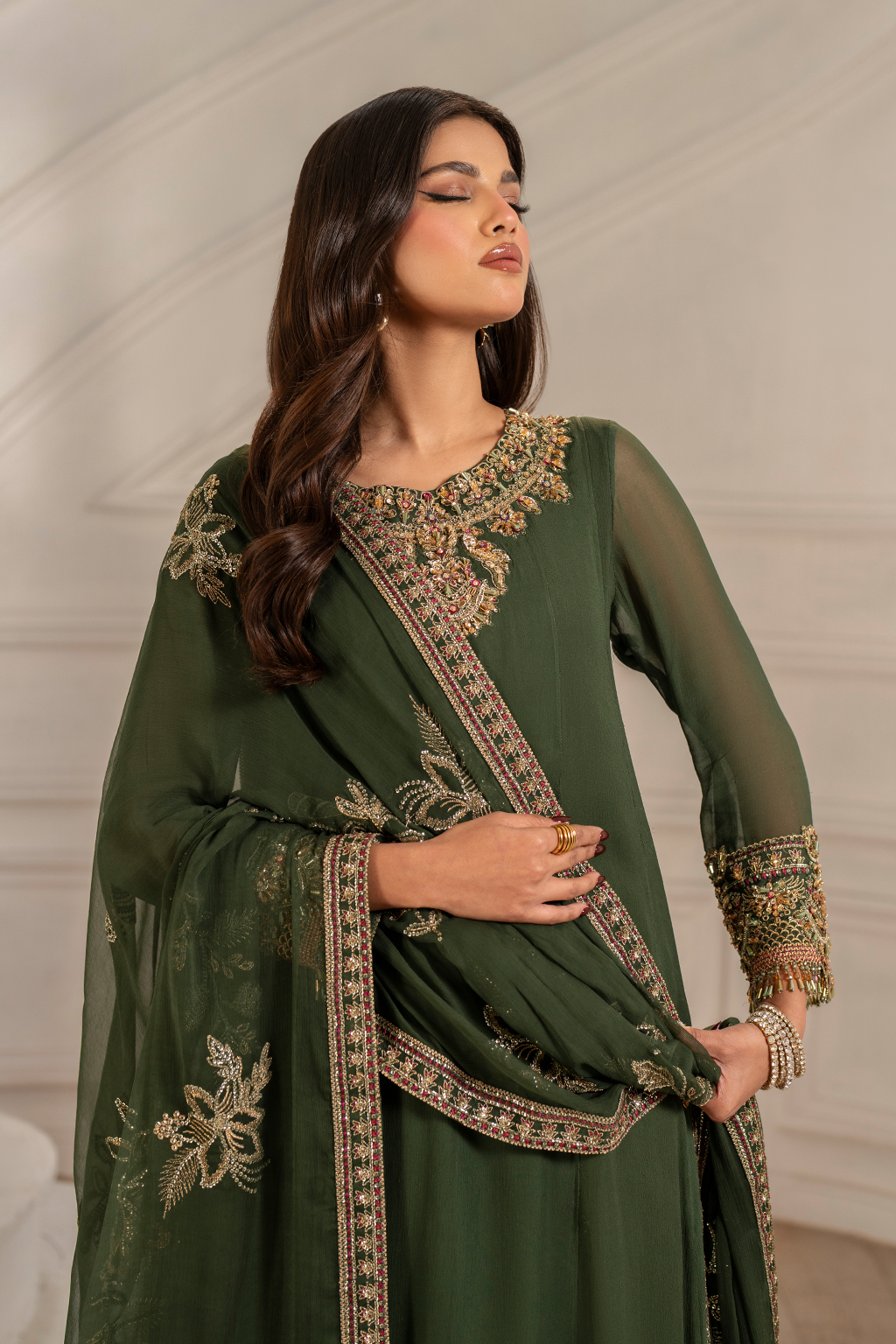Iznik - Ue-416 Embroidered Chiffon