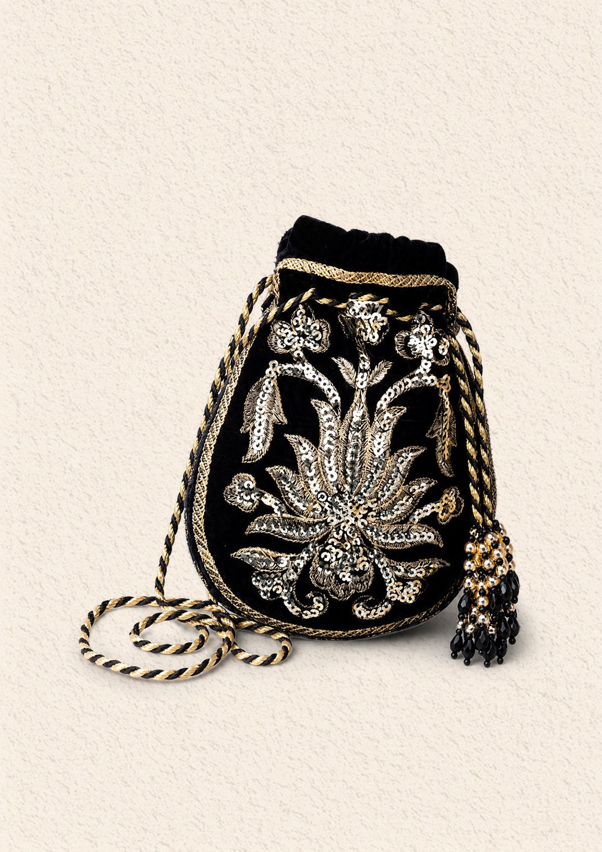 Aik Atelier - Potli - Black Velvet Wdb25