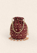 Aik Atelier - Potli - Maroon Silk Wda24