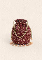 Aik Atelier - Potli - Maroon Silk Wda24