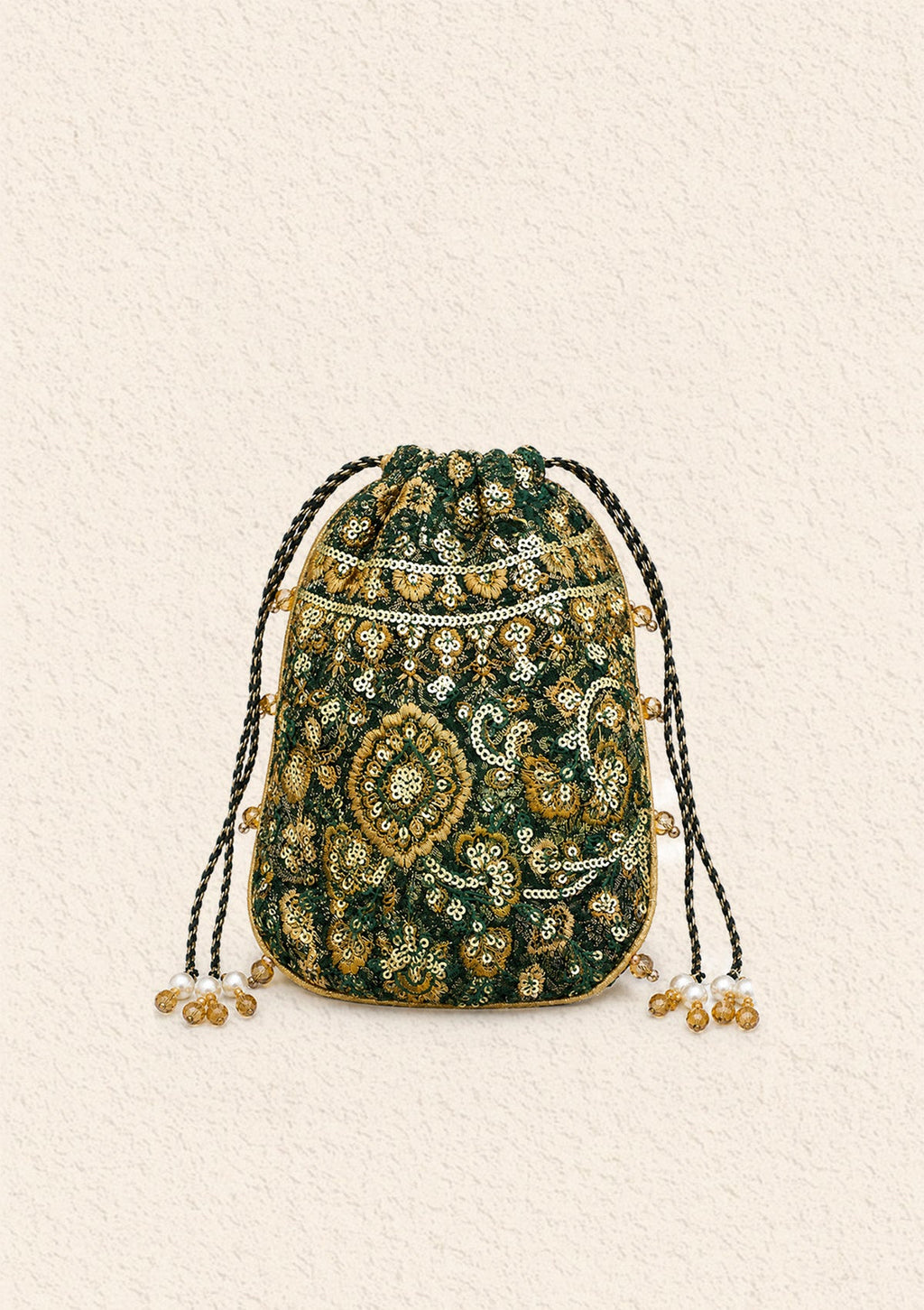Aik Atelier - Potli - Bottle Green Jamawaar Wdb24