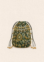 Aik Atelier - Potli - Bottle Green Jamawaar Wdb24