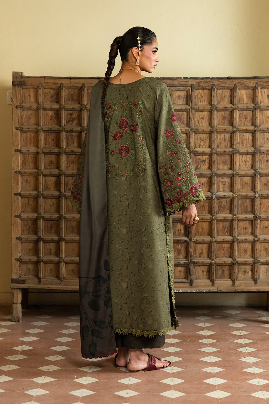 Iznik - Ipf-27  Embroidered Printed Viscose Linen