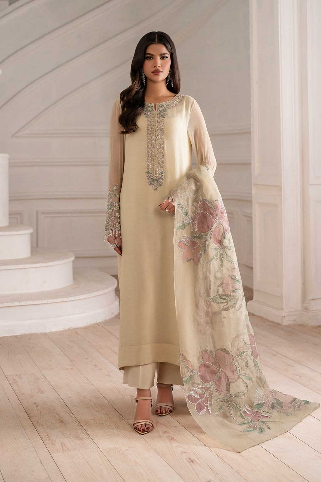Iznik - Ue-413  Embroidered Chiffon