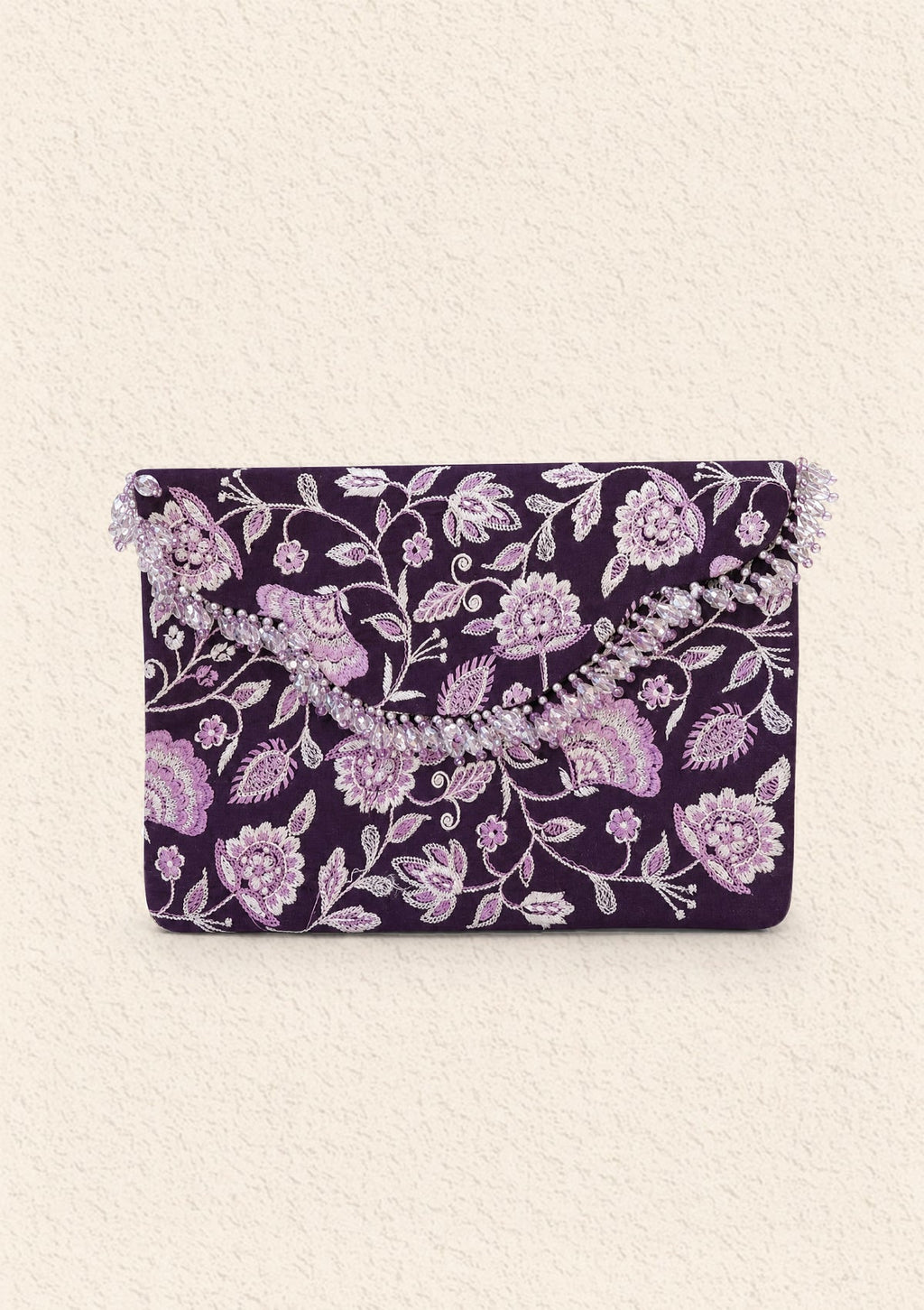 Aik Atelier - Clutch - Purple White Silk Lwa26