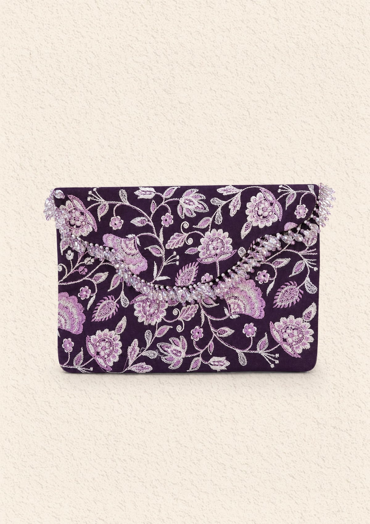 Aik Atelier - Clutch - Purple White Silk Lwa26