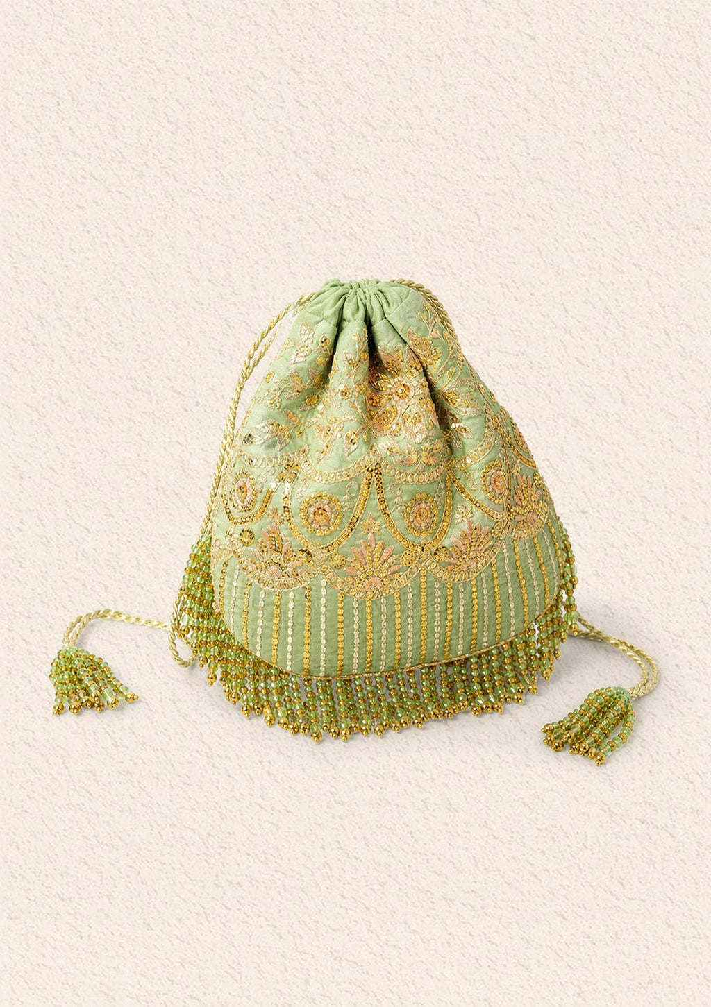 Aik Atelier - Potli - Pistachio Green Silk Wda26