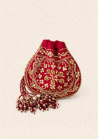 Aik Atelier - Potli - Red Silk Wdb25