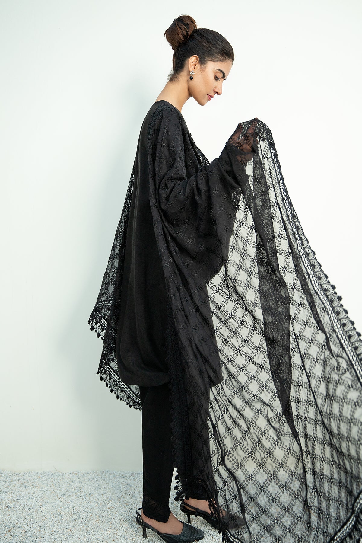 Baroque - Embroidered Chiffon Dupatta-01