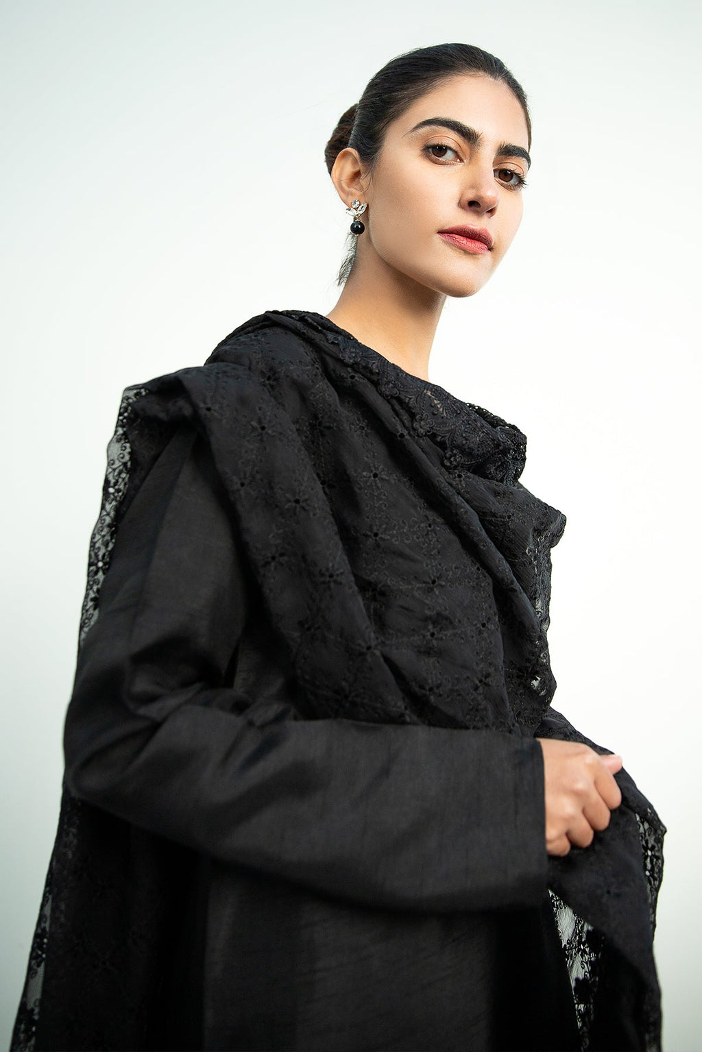Baroque - Embroidered Chiffon Dupatta-01