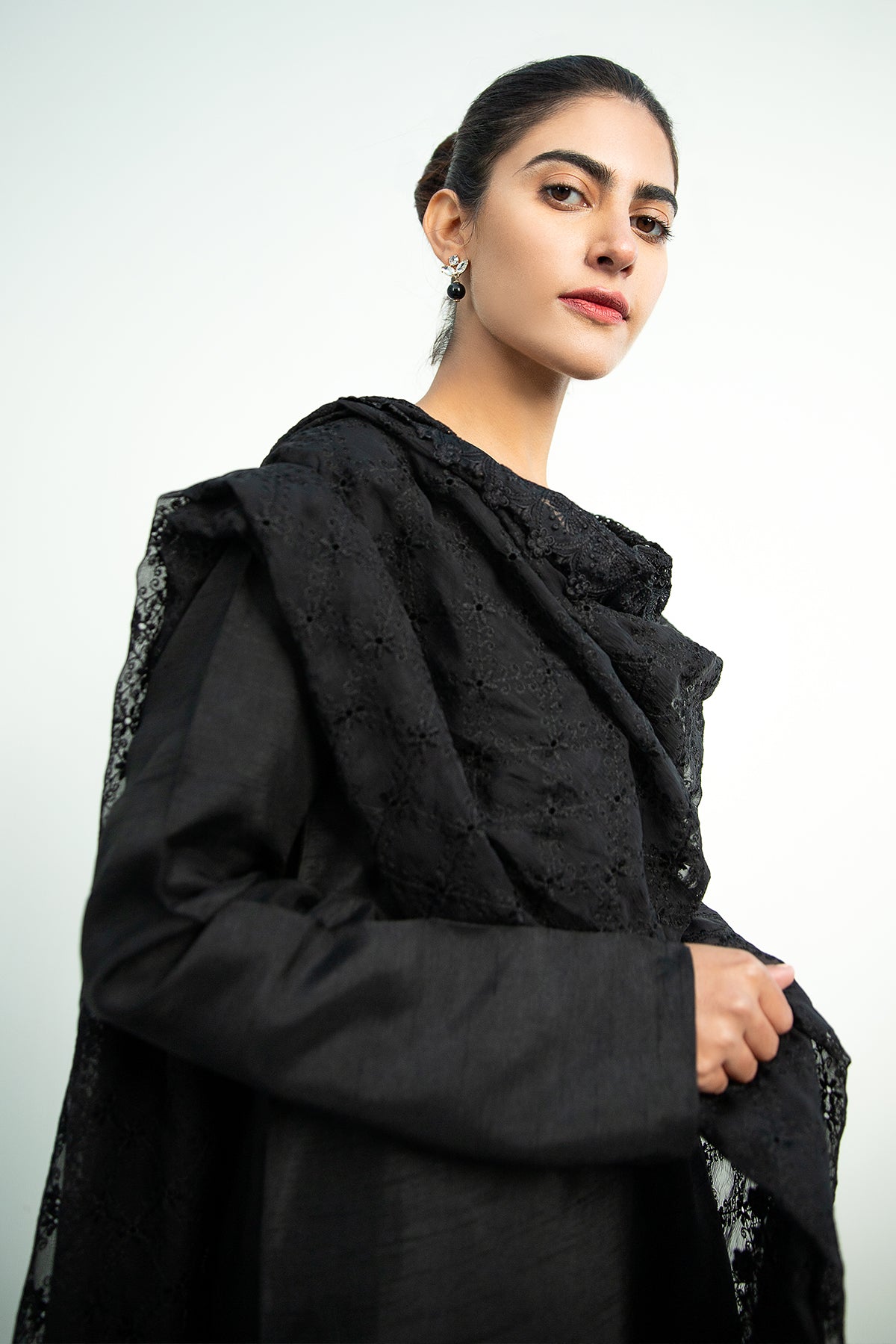 Baroque - Embroidered Chiffon Dupatta-01