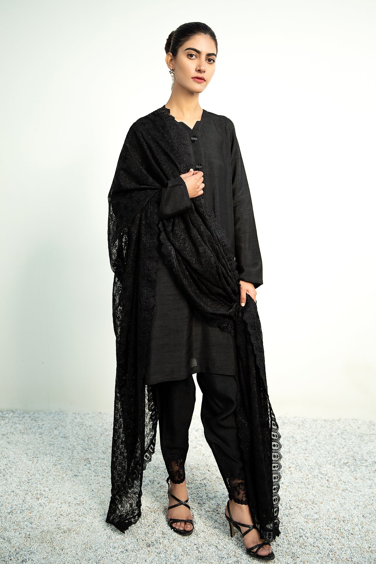 Baroque - Embroidered Chiffon Dupatta-03