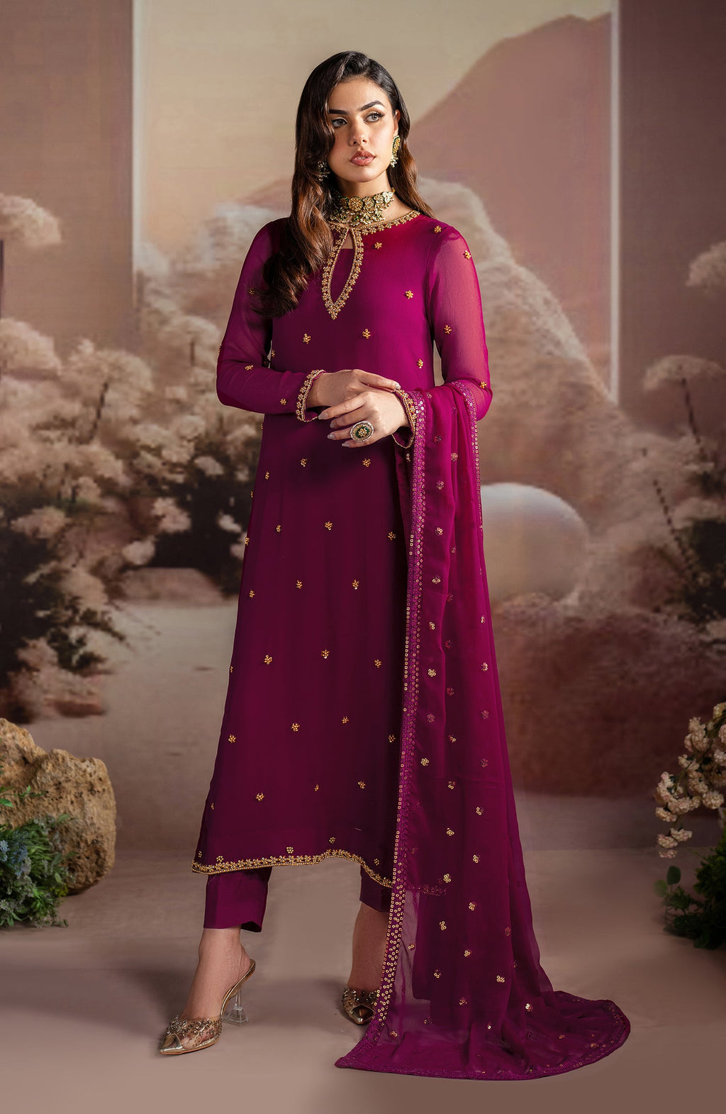 Zarif - ZRF-Emc-03 Embroidered Chiffon