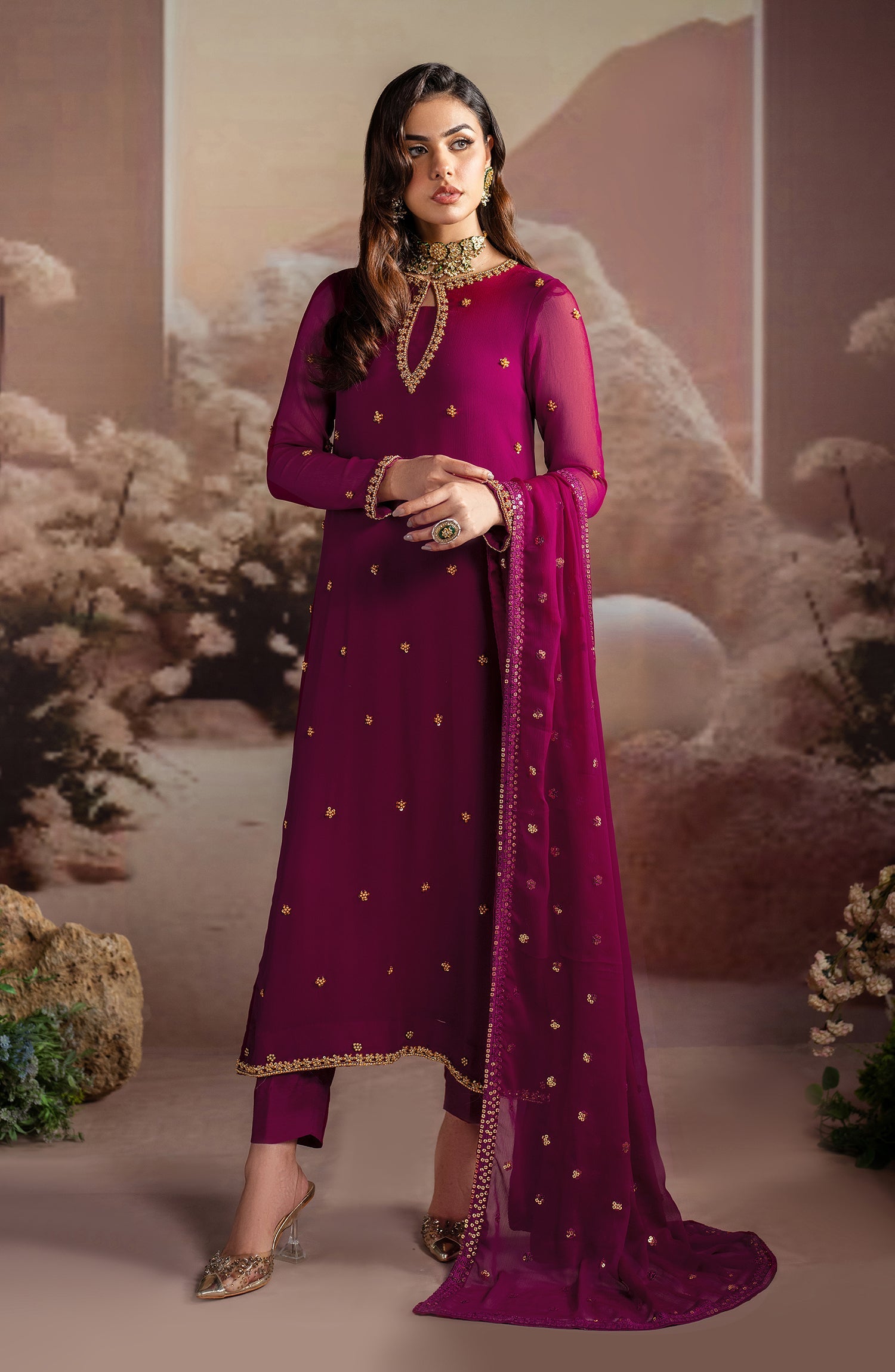 Zarif - ZRF-Emc-03 Embroidered Chiffon