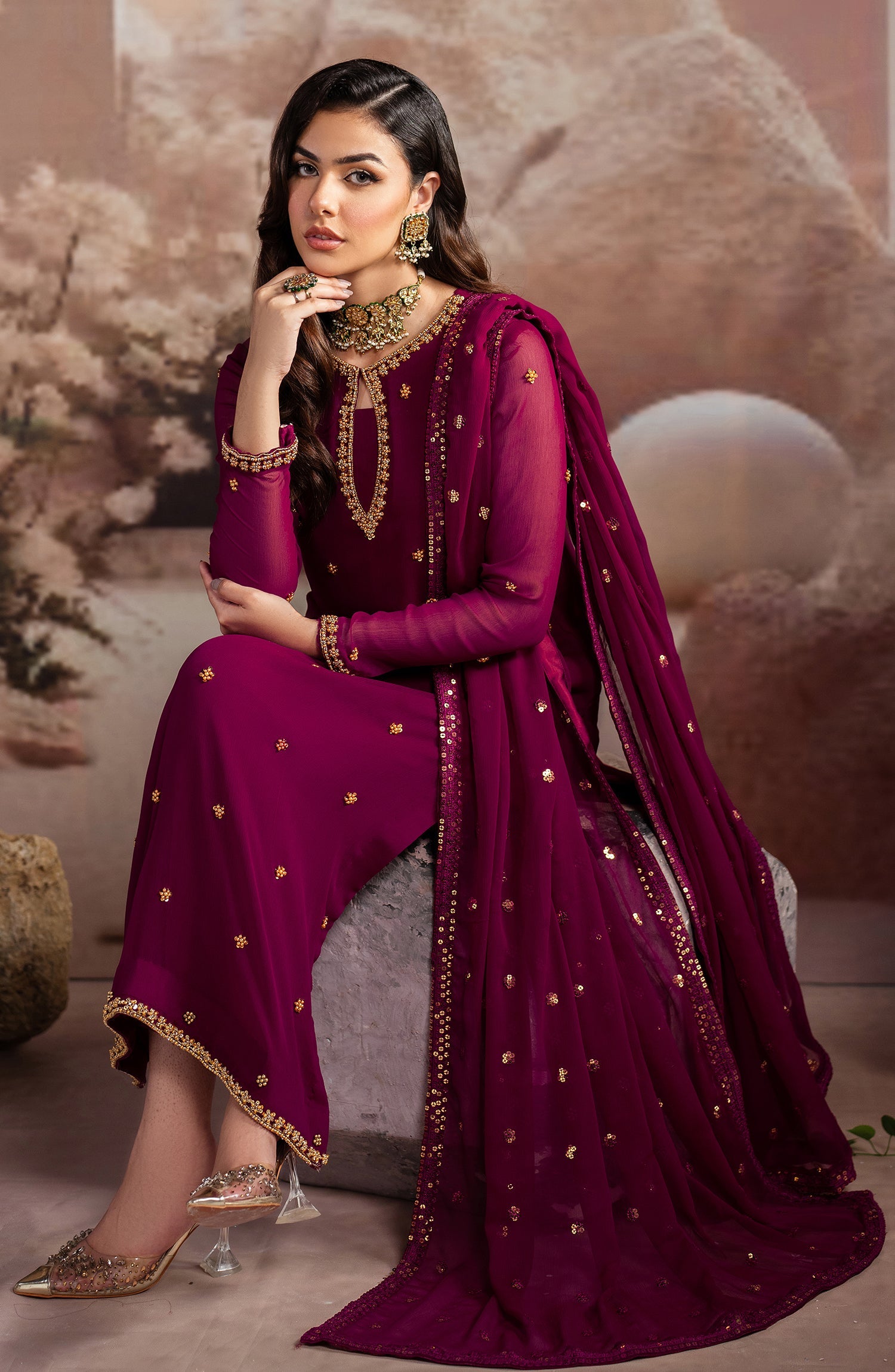 Zarif - ZRF-Emc-03 Embroidered Chiffon