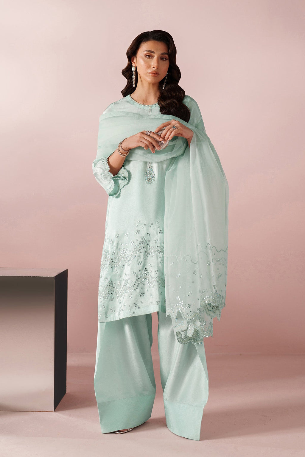 Alizeh - Ice Blue Dress 3 Piece - Rtw1030