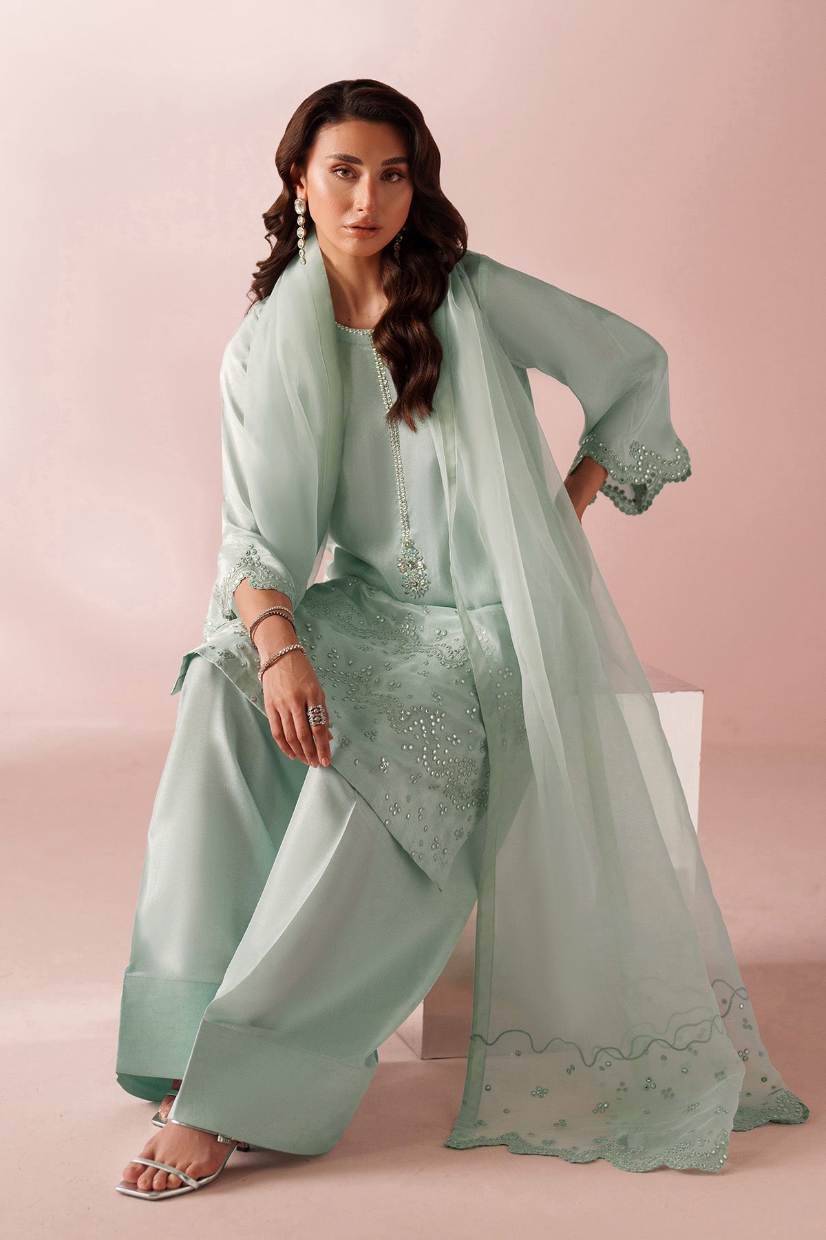 Alizeh - Ice Blue Dress 3 Piece - Rtw1030