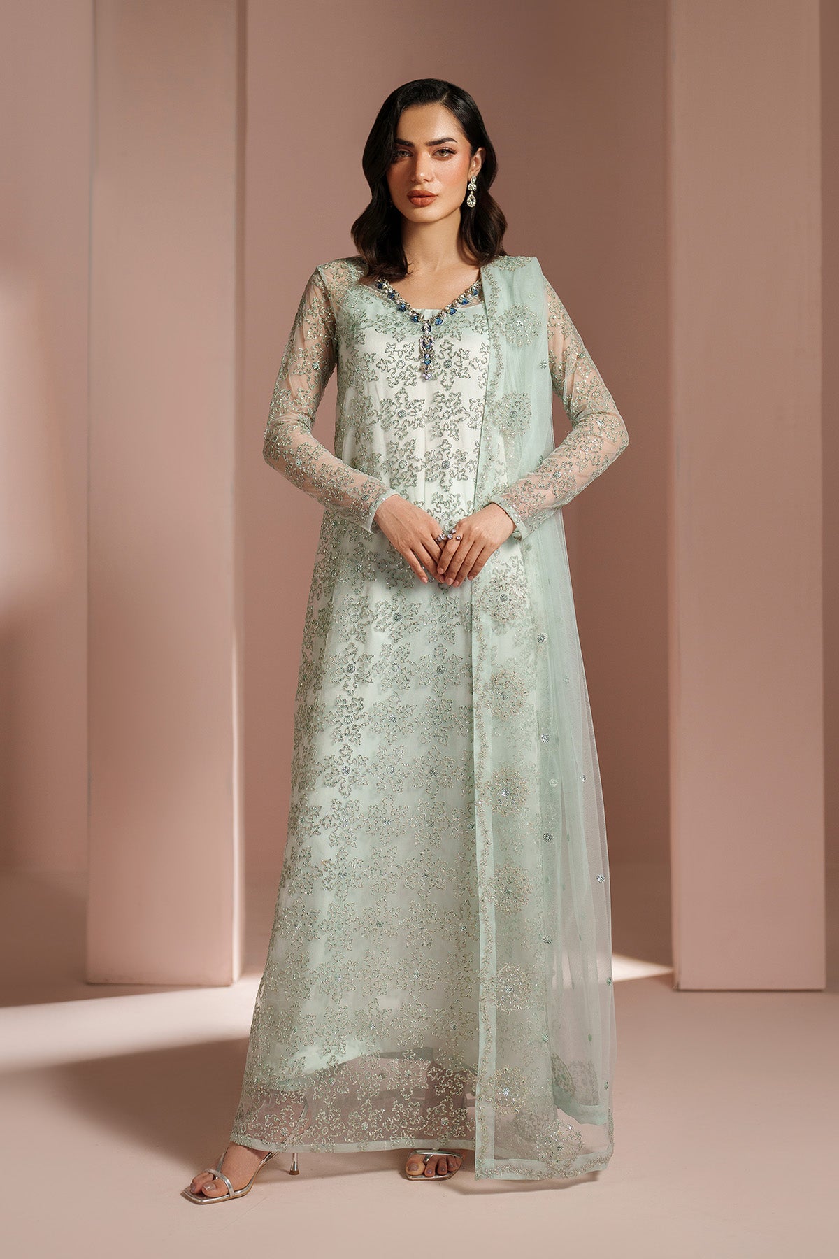 Alizeh - Ice Blue Dress 4 Piece - Rtw1033