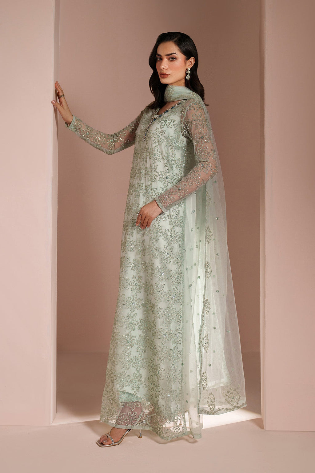 Alizeh - Ice Blue Dress 4 Piece - Rtw1033