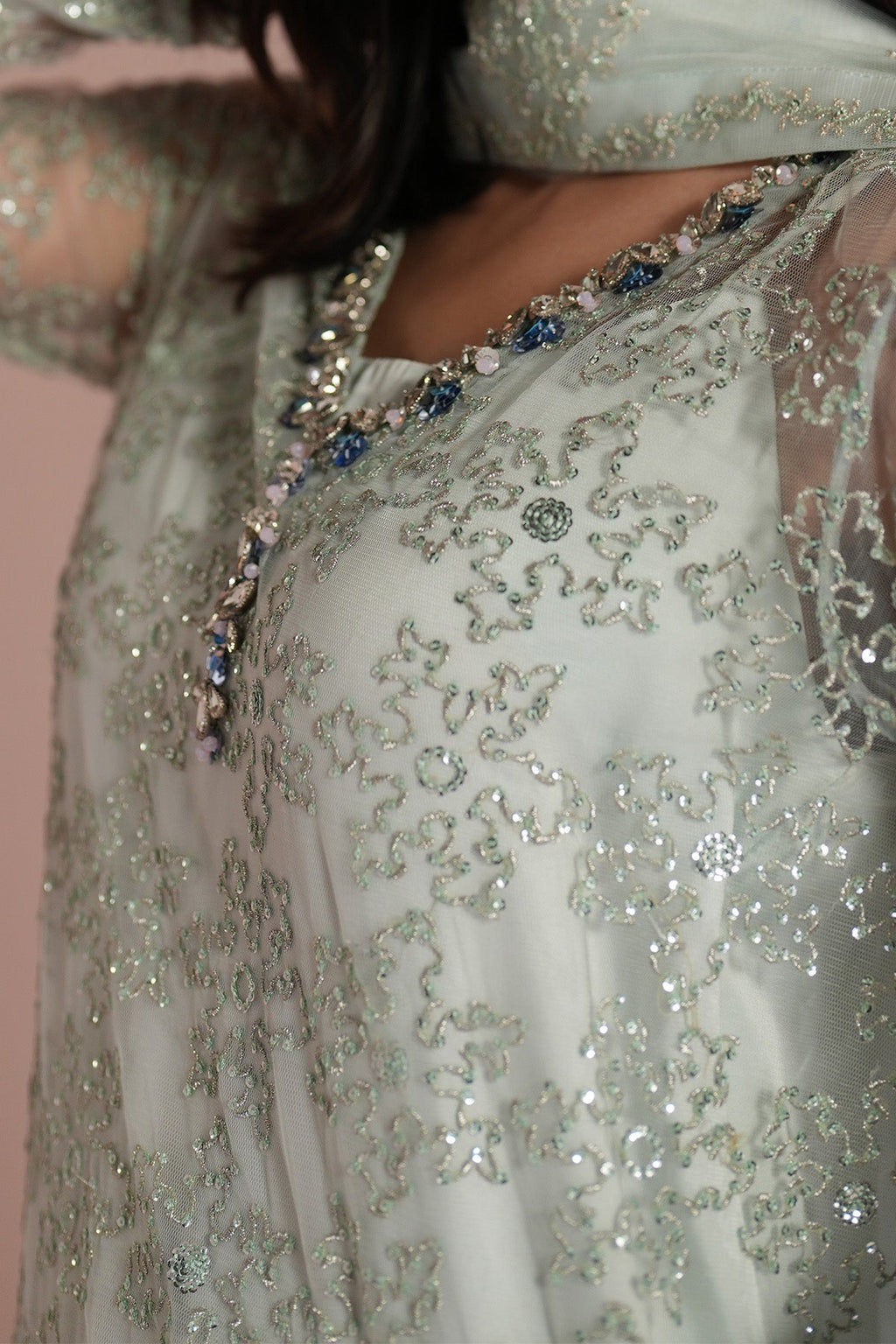 Alizeh - Ice Blue Dress 4 Piece - Rtw1033